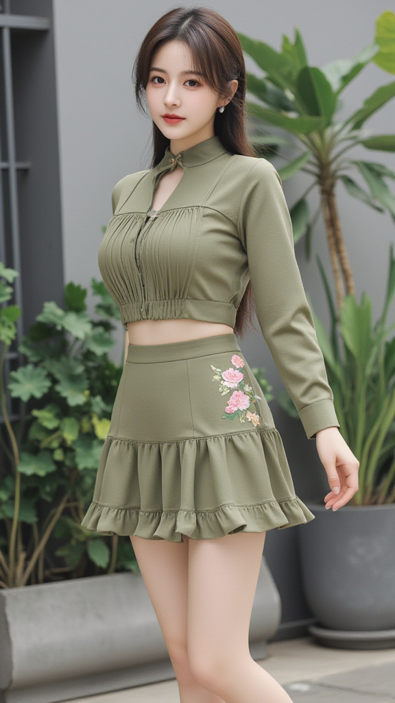 绿色短裙女孩