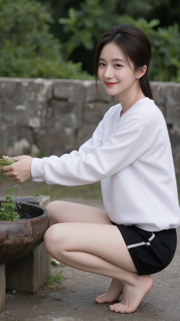 洗菜的女孩