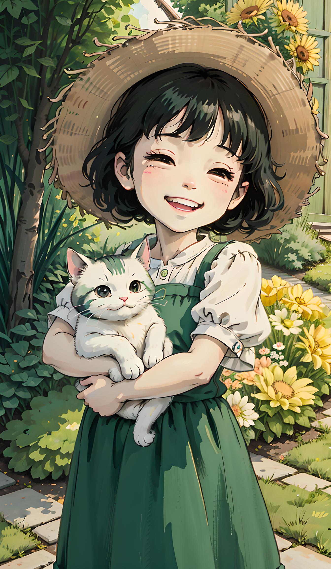 小美女与小猫