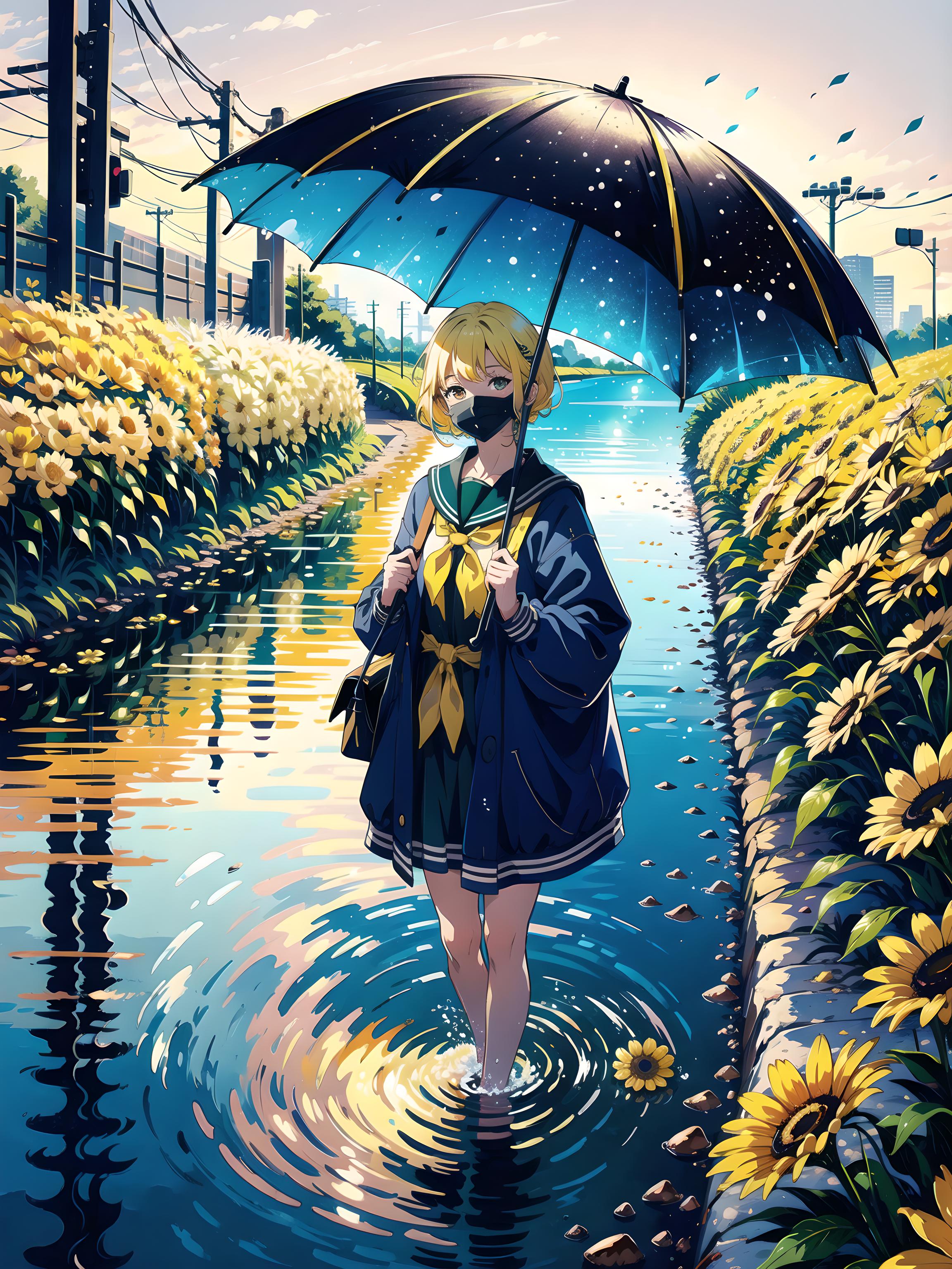 雨中少女图