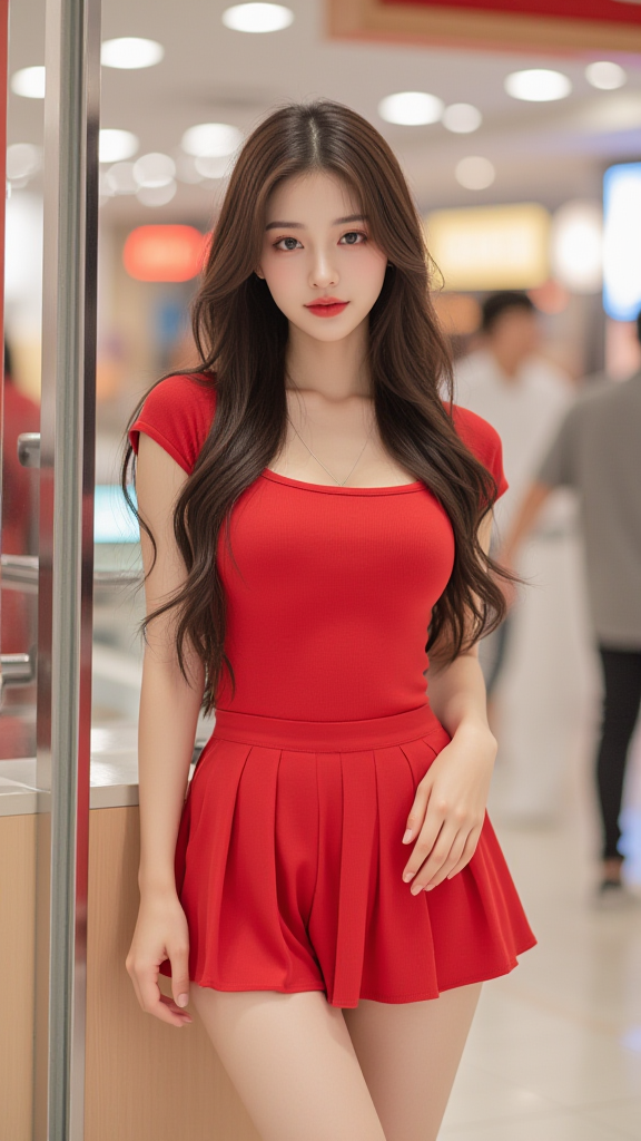 百褶裙女孩