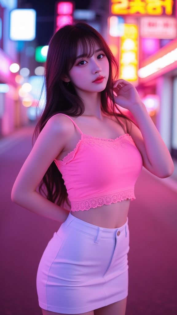 白色牛仔短裙女孩