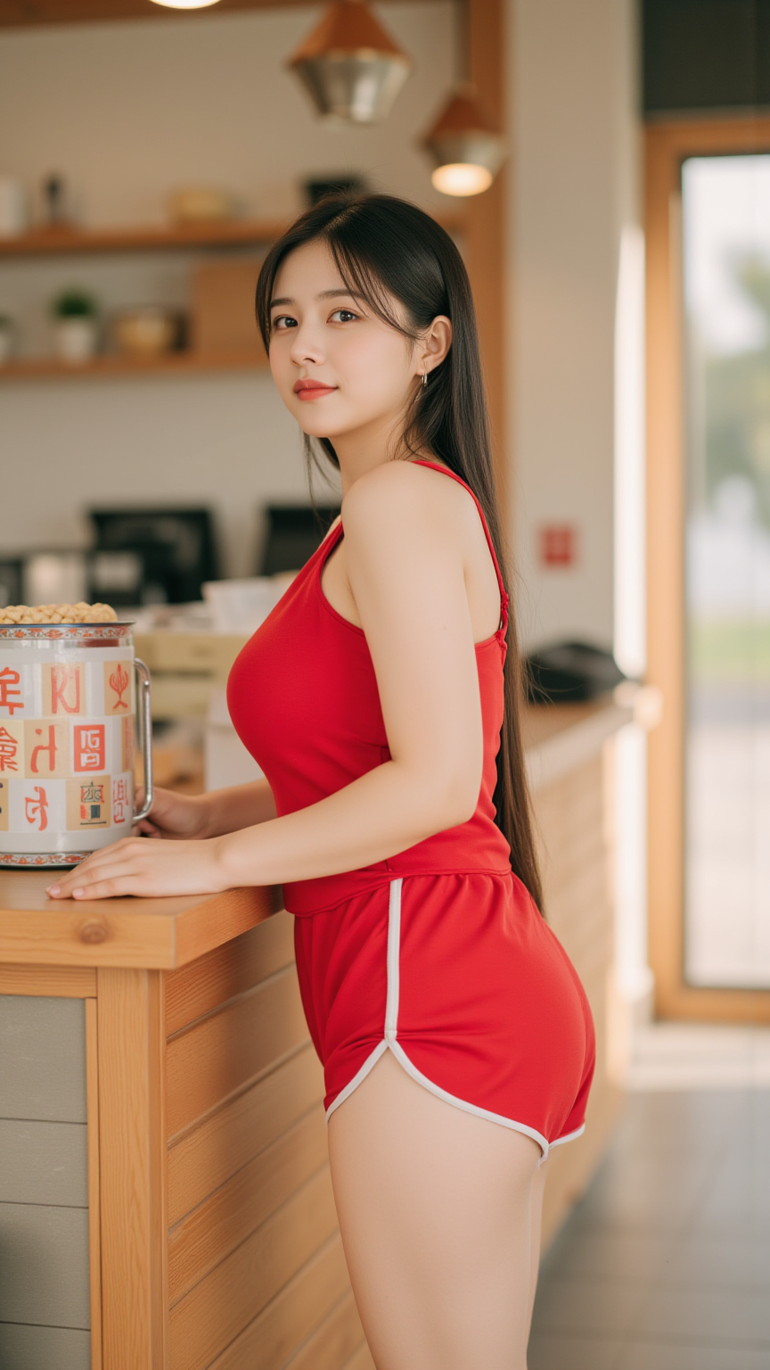 居家做饭的女孩