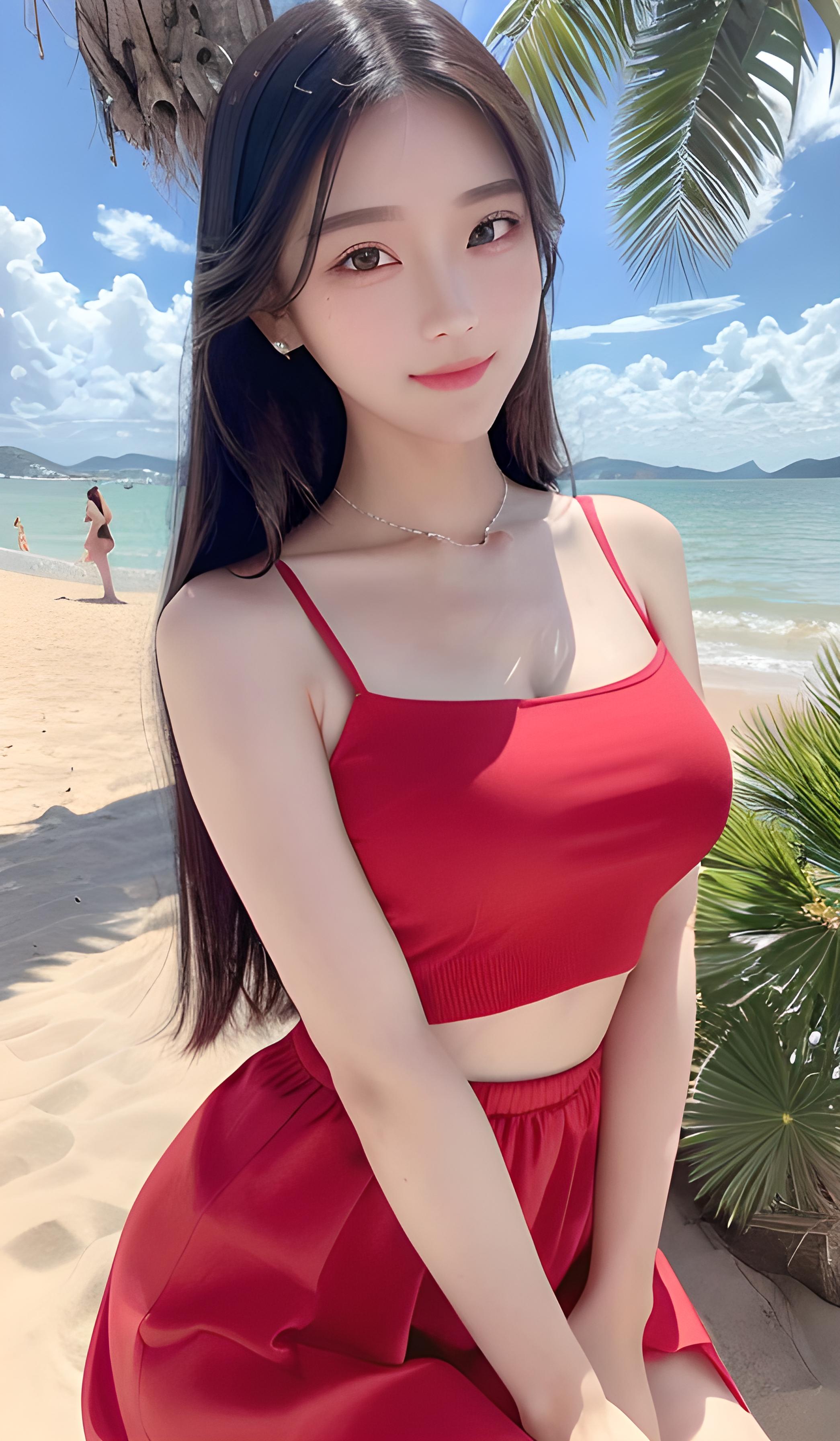 沙滩红衣