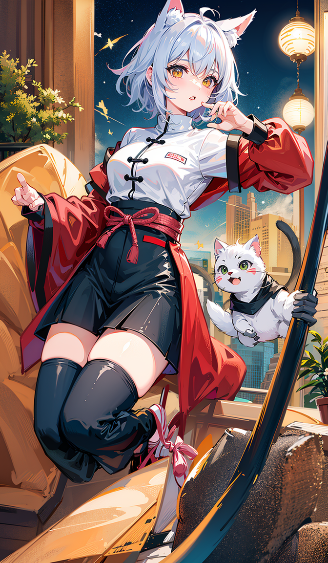 少女和猫