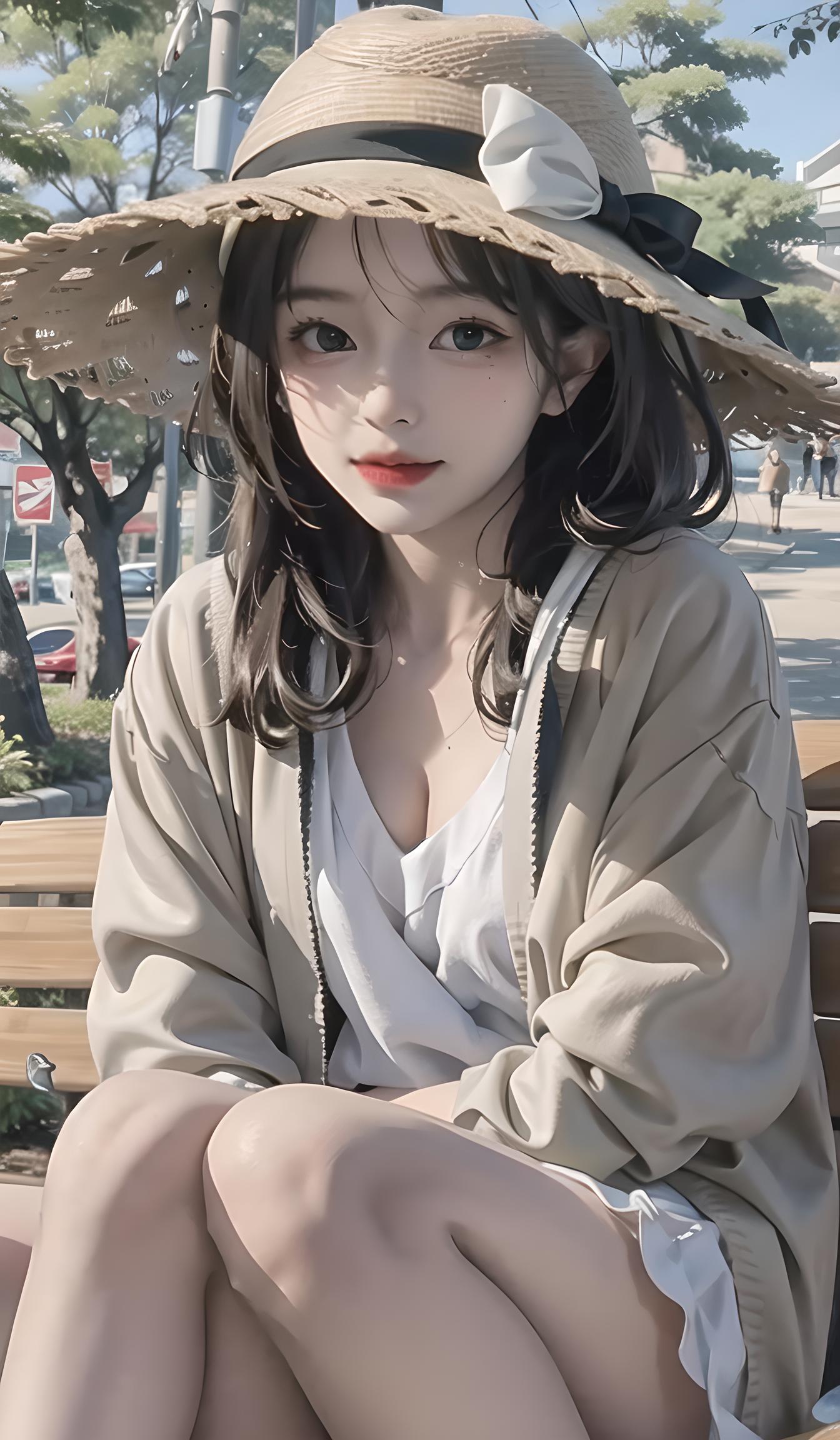 戴帽子的少女