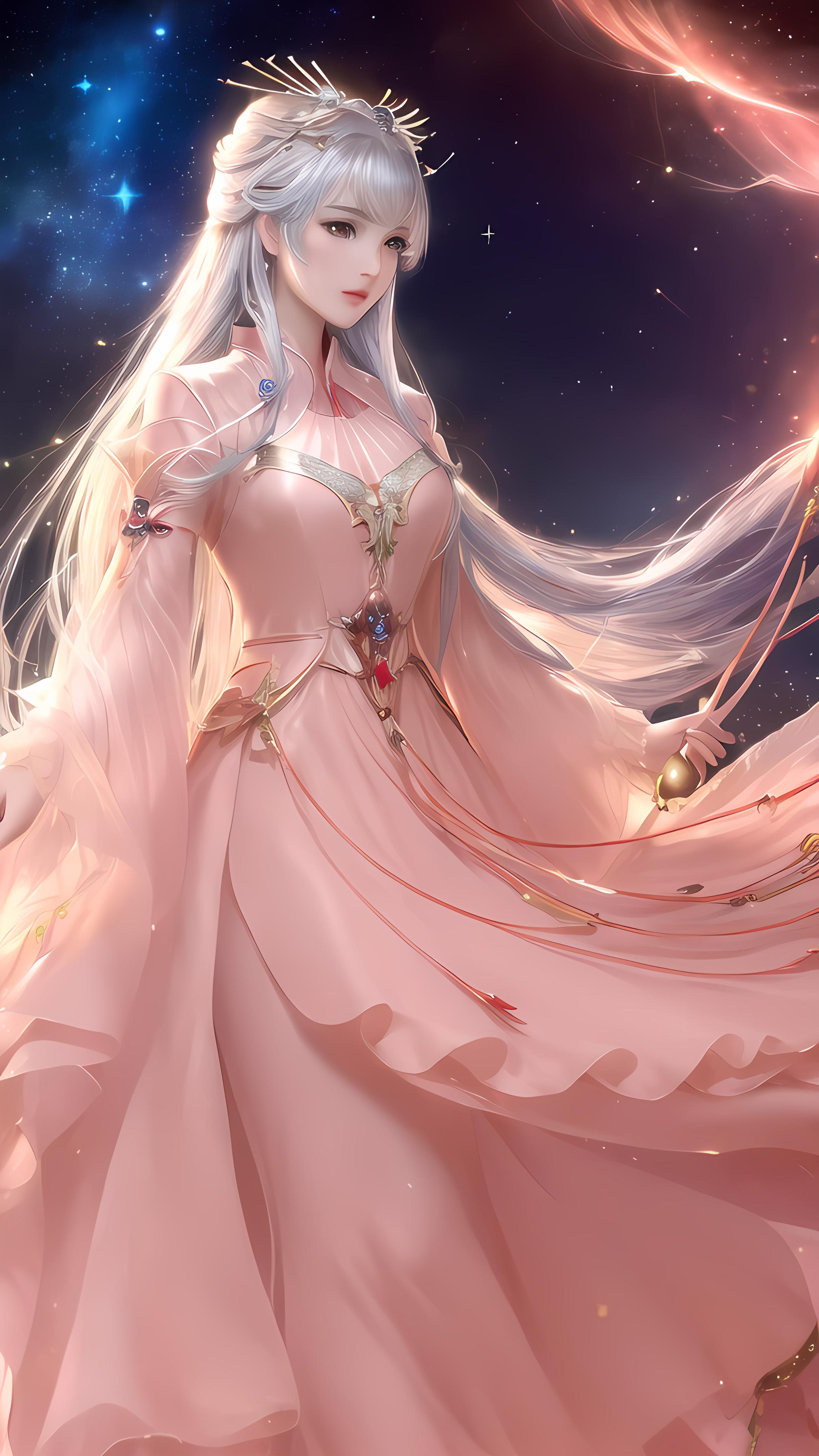 星空中的汉服少女