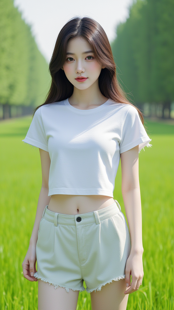 毛边牛仔短裤女孩