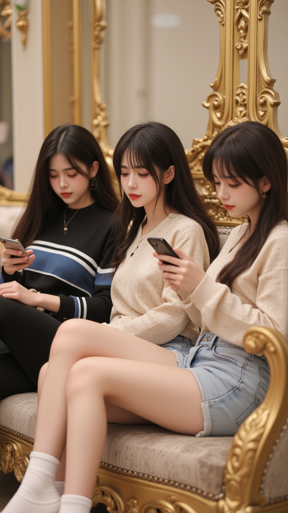 三个长发女孩