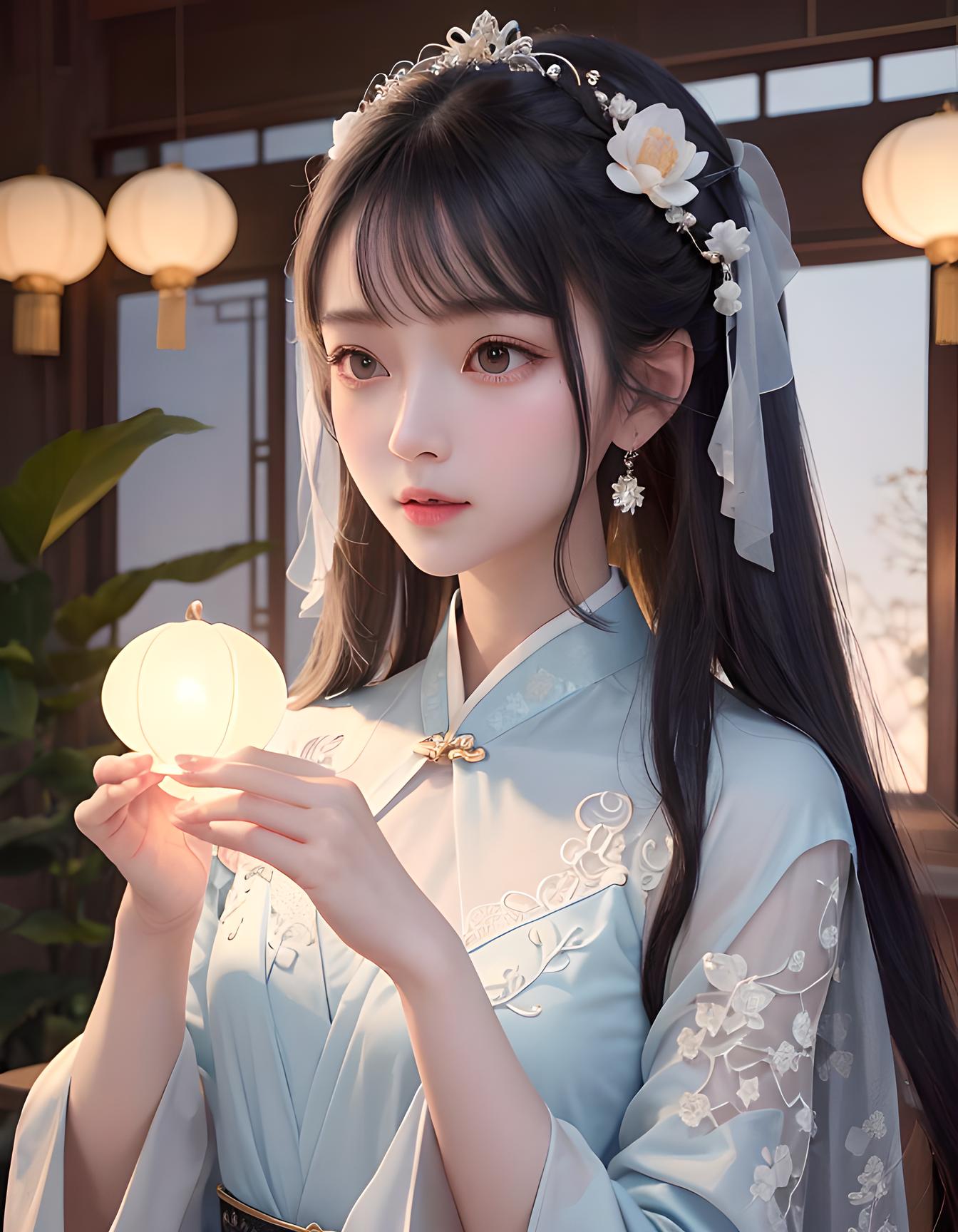 供灯的祈愿少女