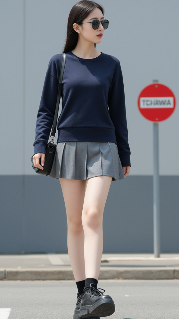 百褶裙女孩