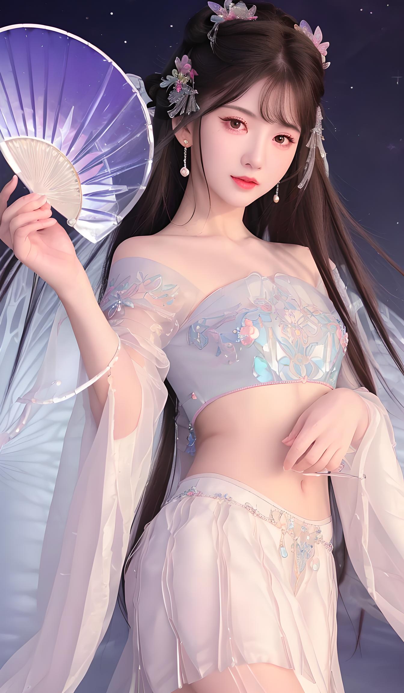 冰晶亮片冰雪玉肌露脐裙