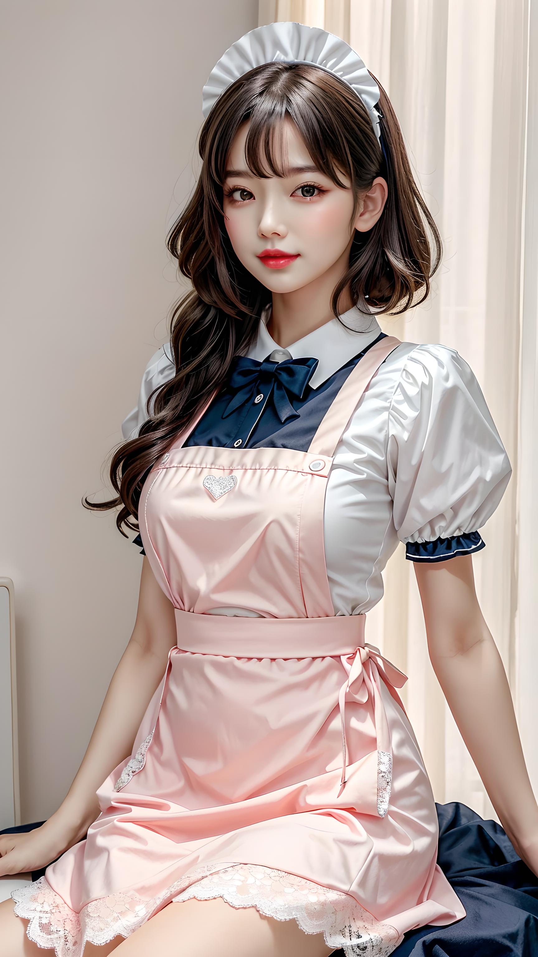 居家粉色围裙女仆装甜美少女