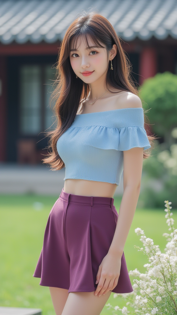 紫色短裙女孩