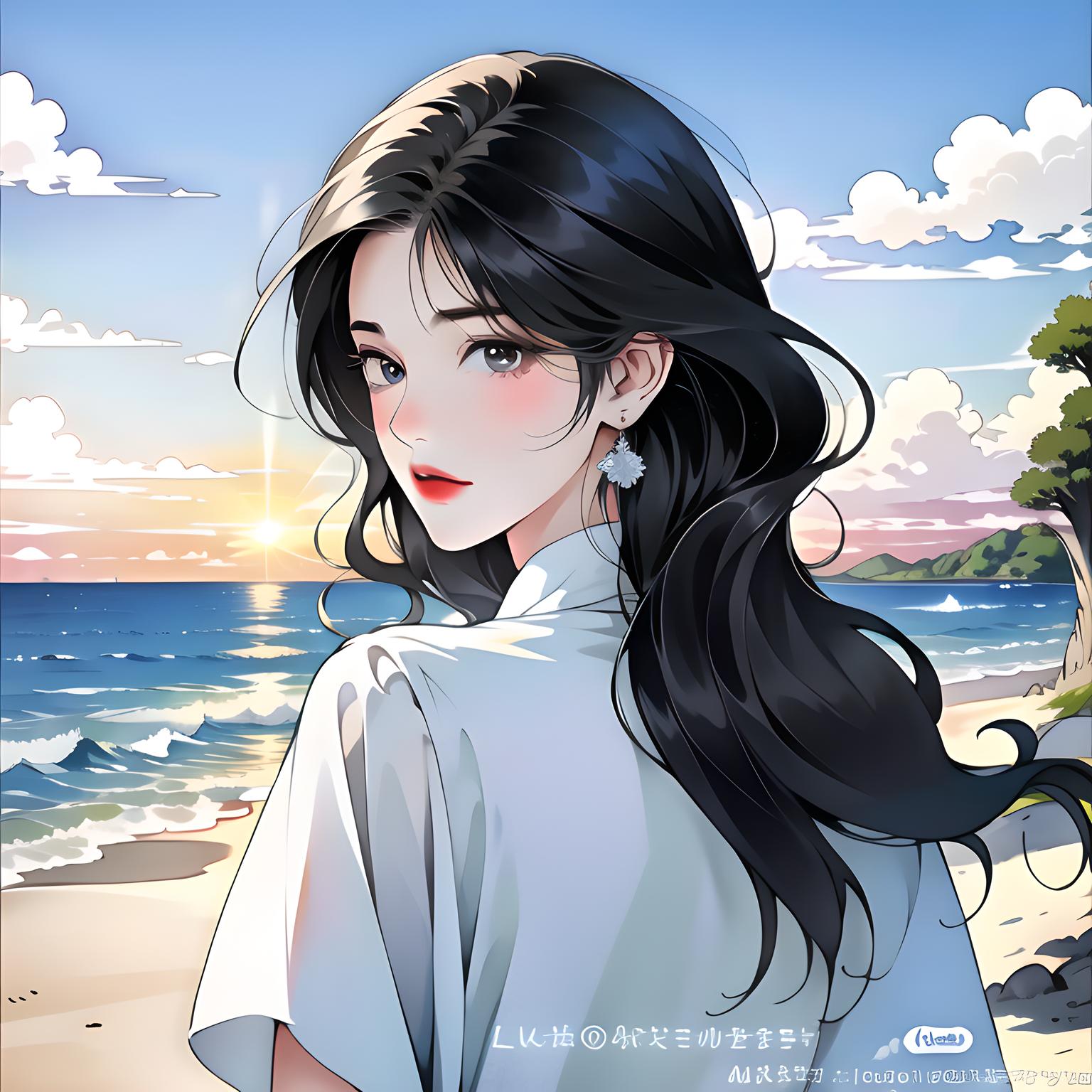 来自，无界AI#海边姑娘的风度与美丽