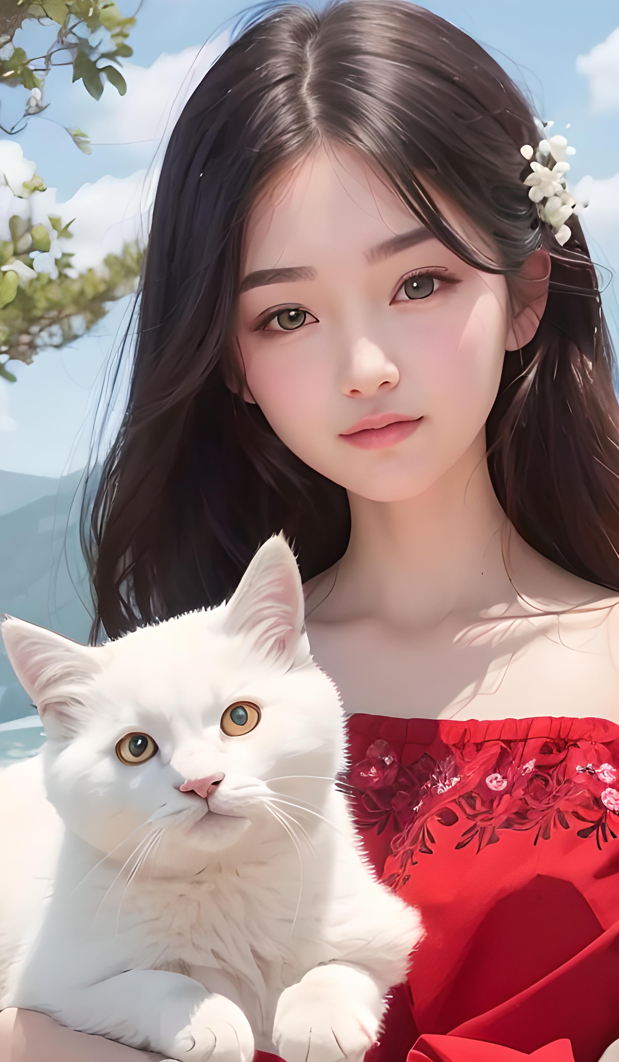 美女和猫