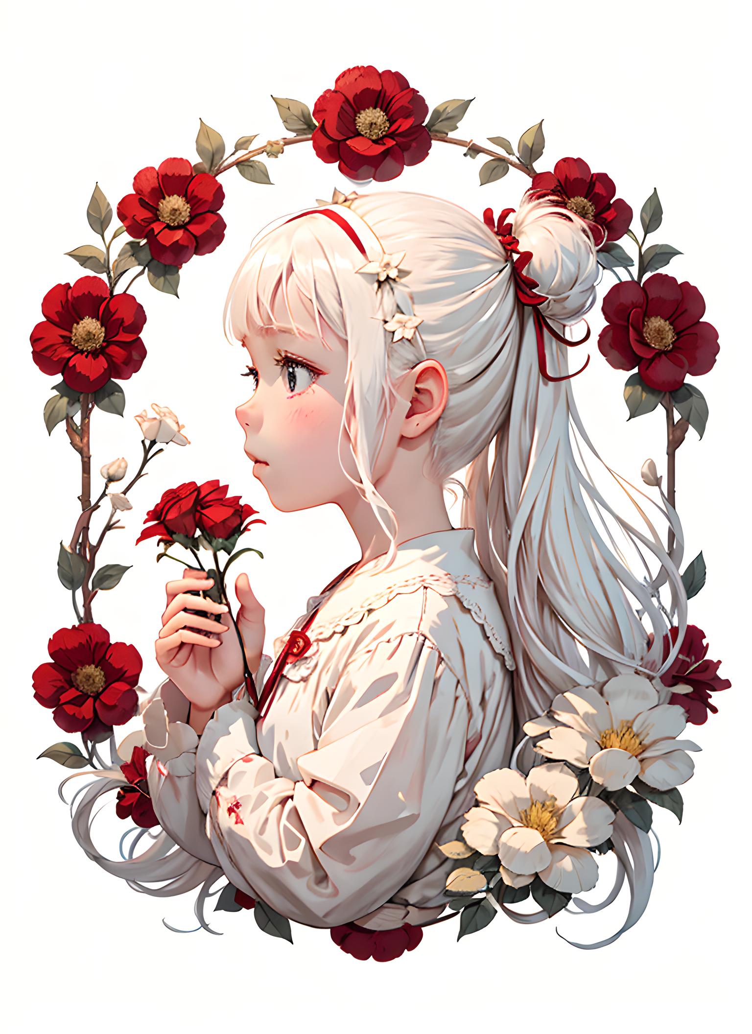 少女与花