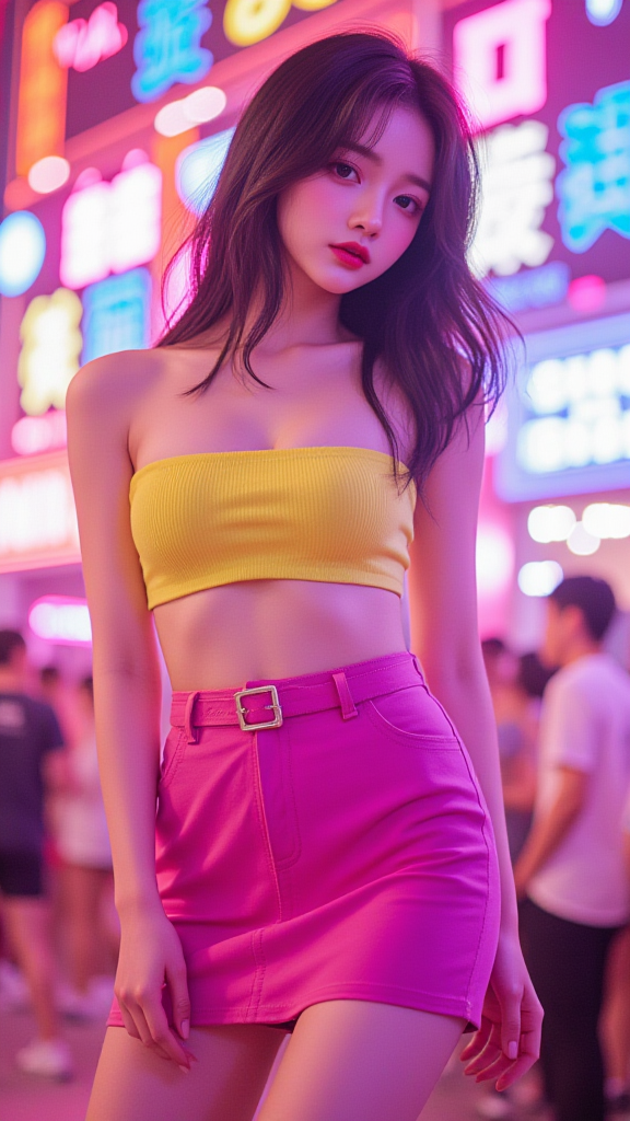 夜市逛街的女孩