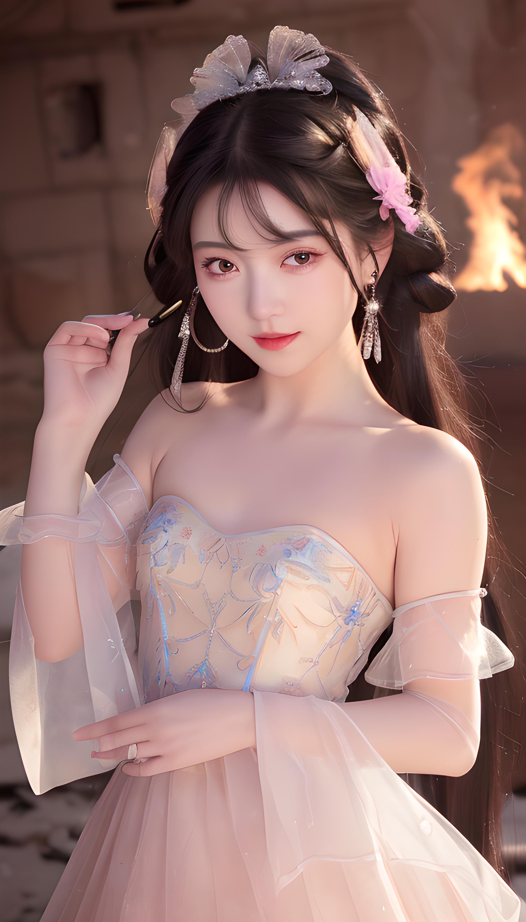 抹胸无肩带公主裙