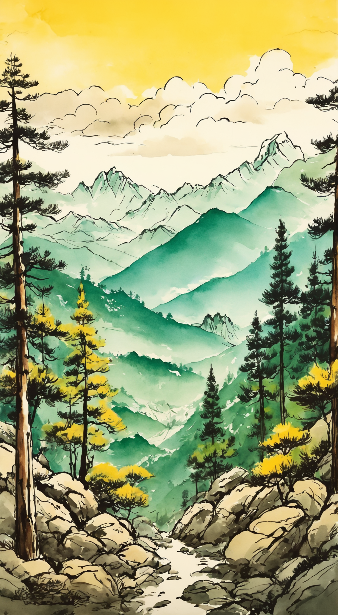 油画风中式山水画