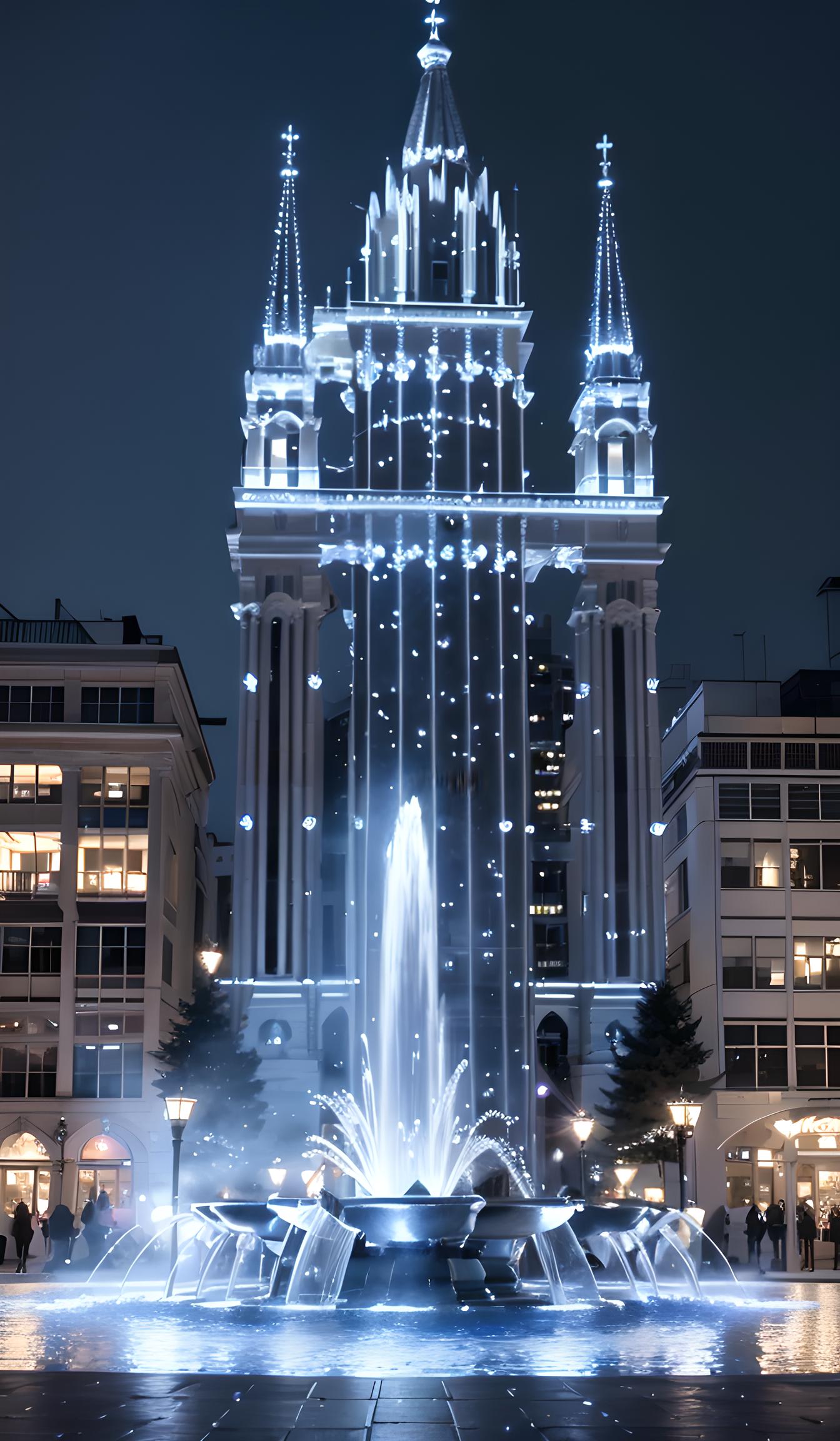 夜景与喷泉