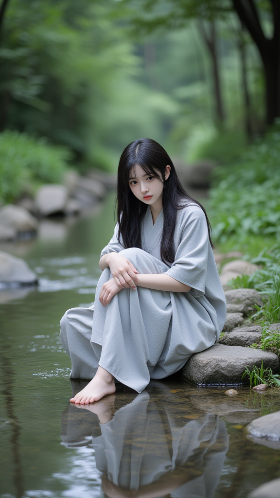 小溪边上的女孩