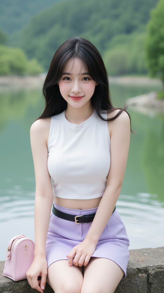 湖边女孩