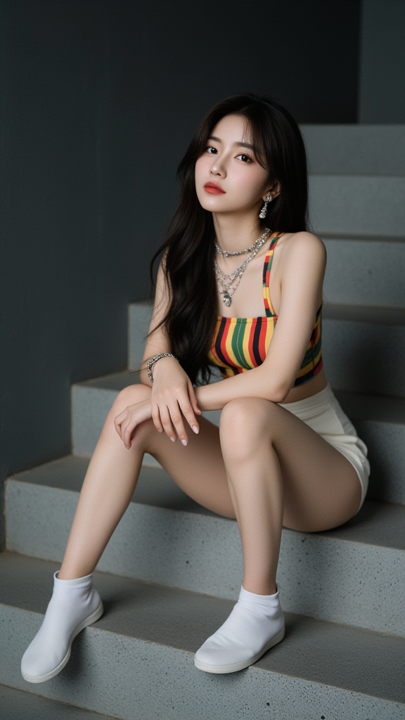 楼道口拍照的女孩