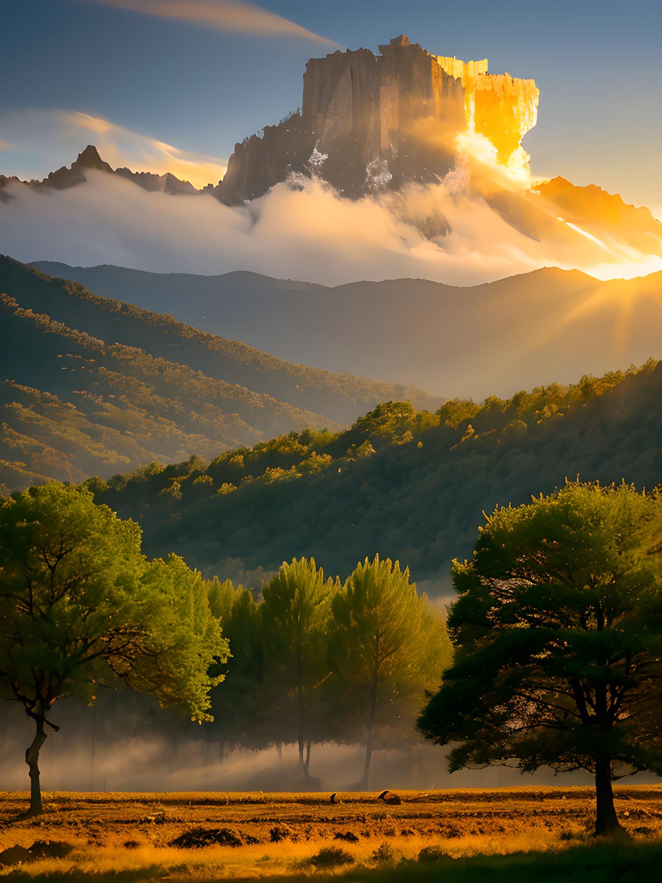 夕阳美如画 暮色浴群山