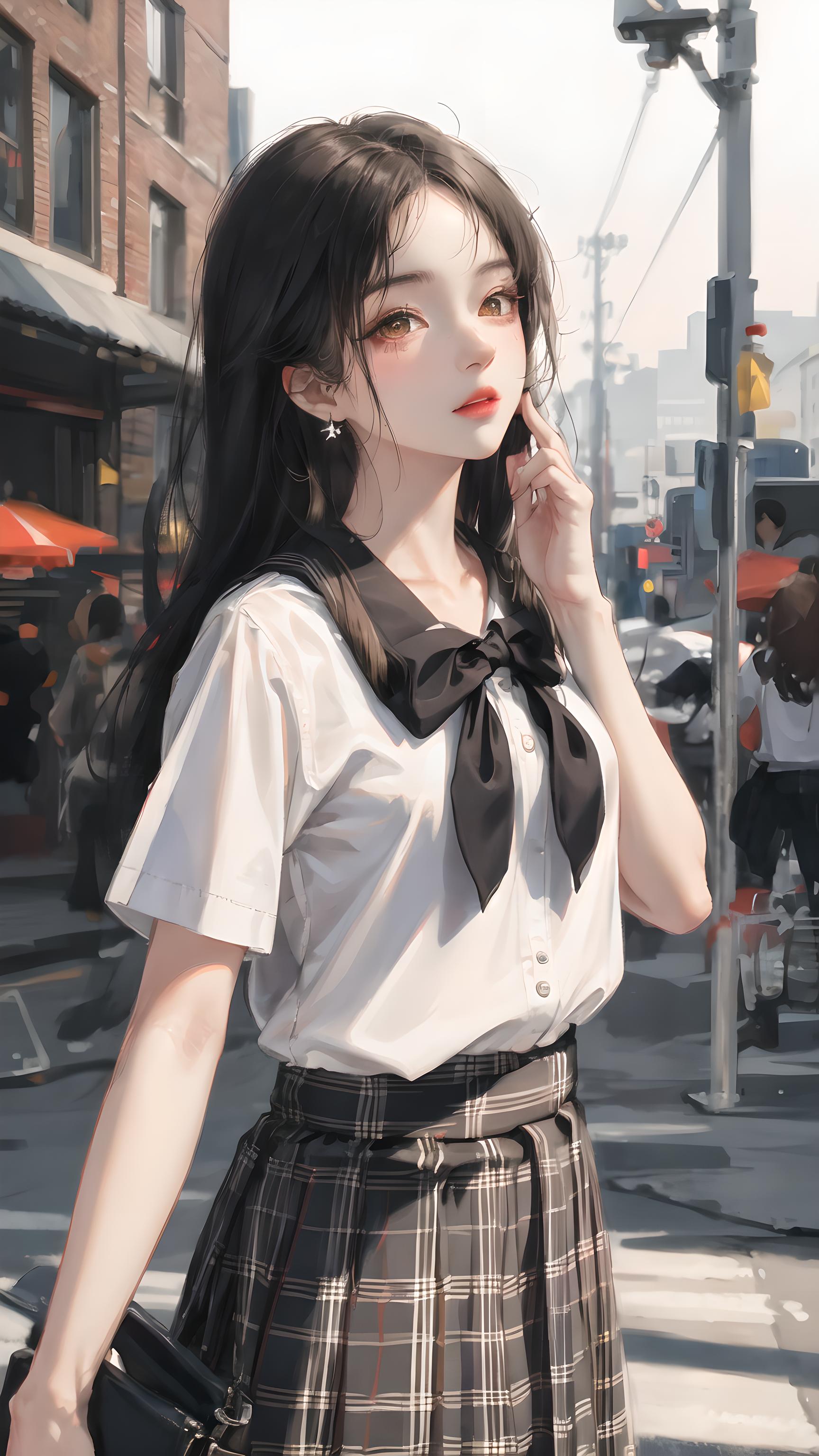 大街上的少女