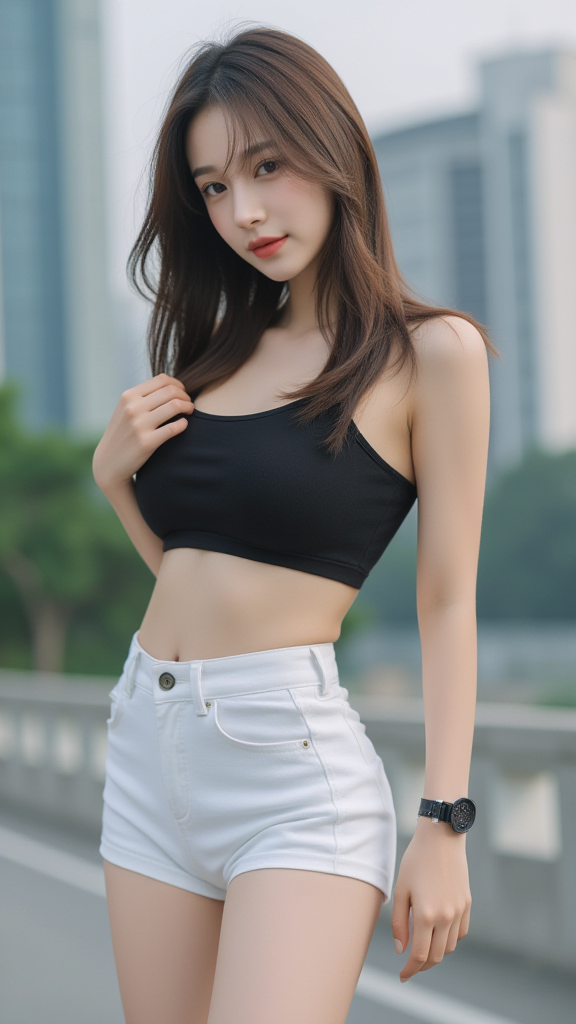 白色短裤女孩