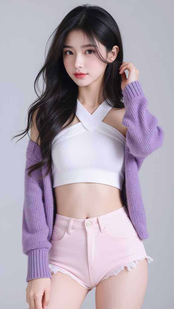 紫色毛衣女孩