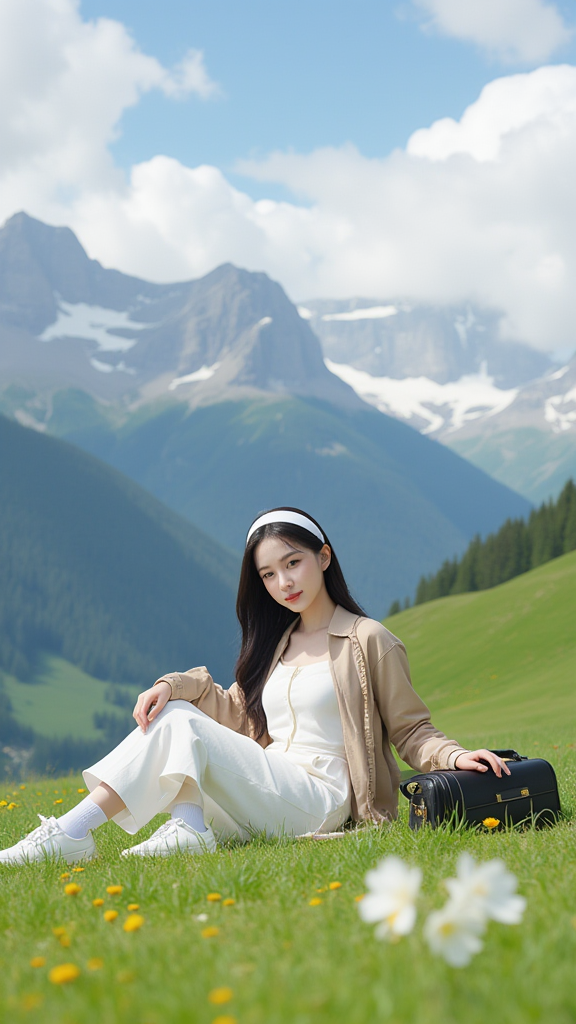 草地上的女孩