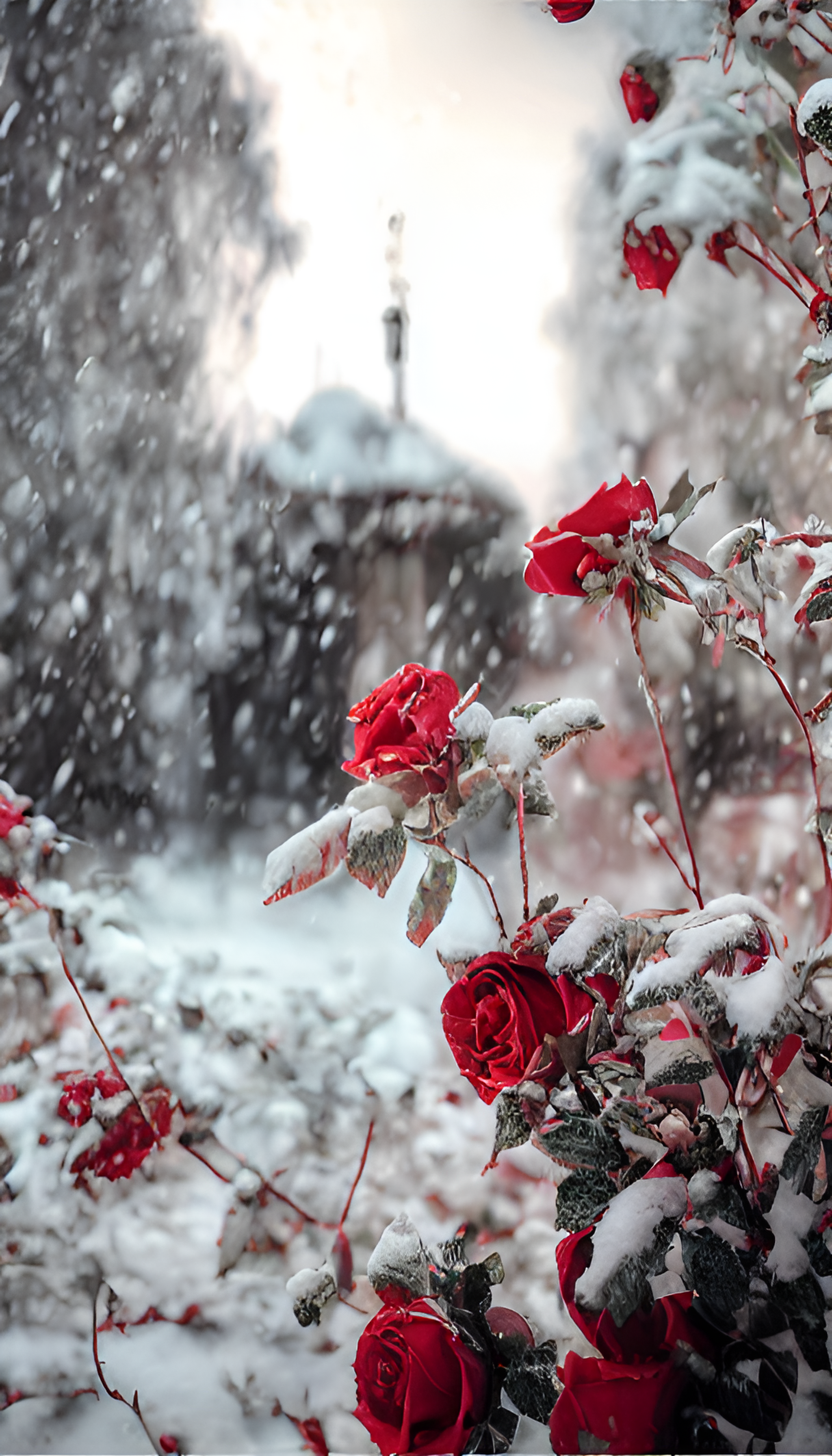 雪景玫瑰花