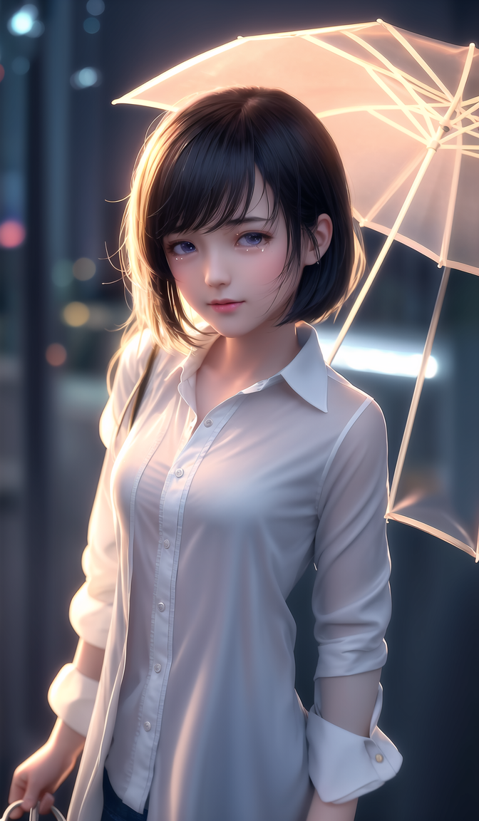 雨天的小女孩