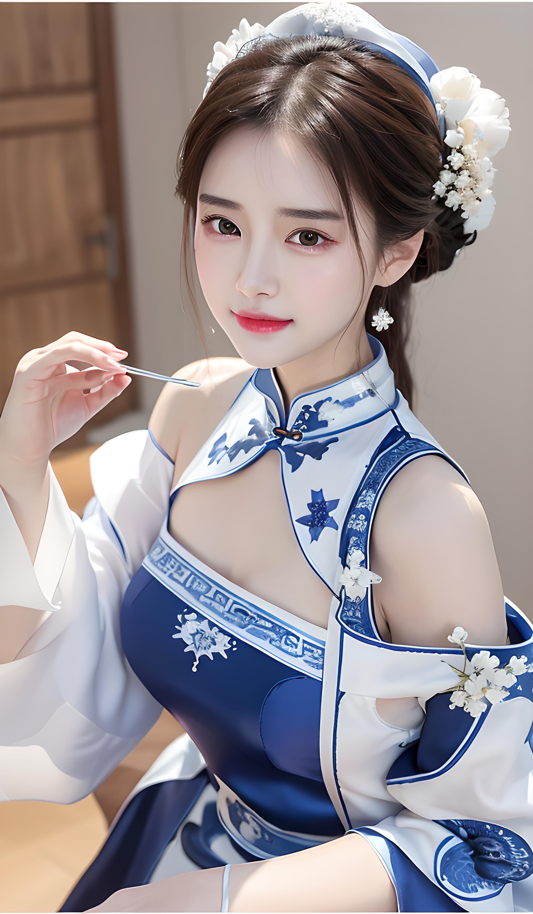 古风青花瓷美女