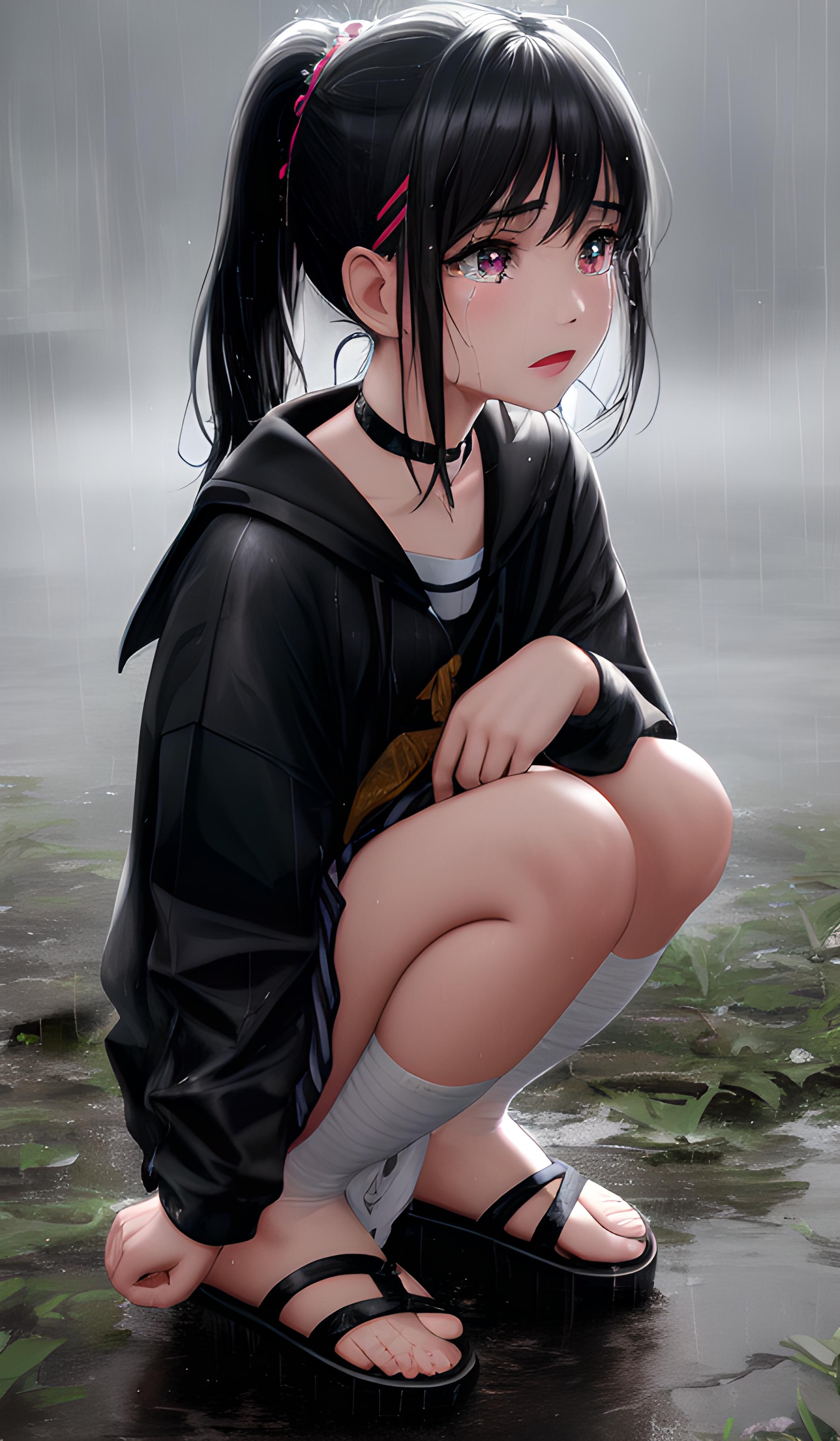 雨中哭泣的小女孩儿