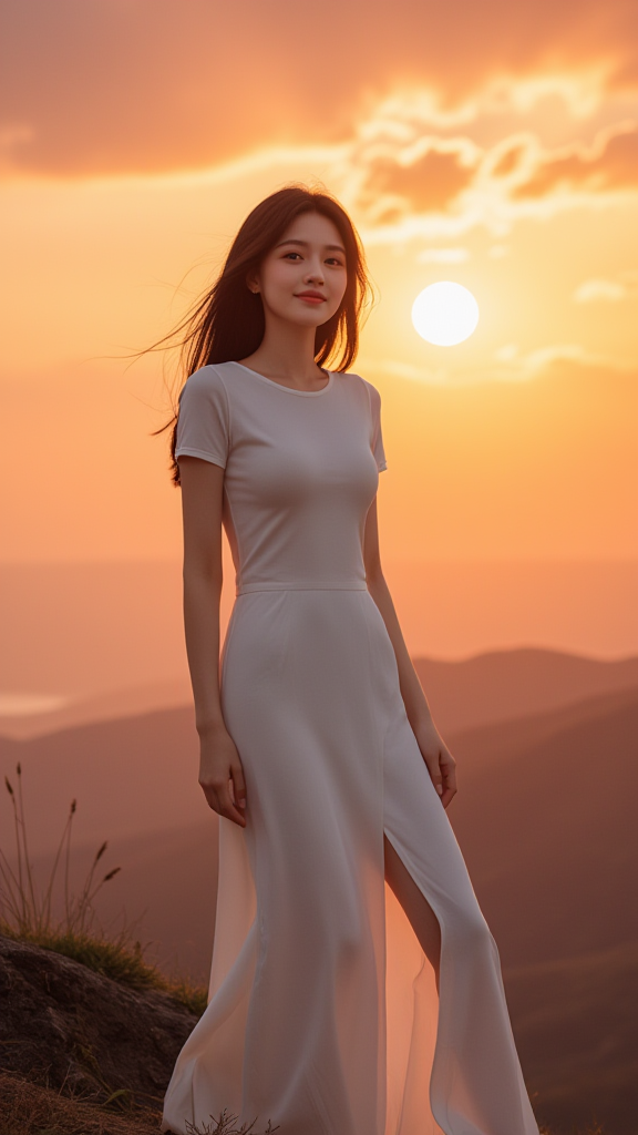 最美初阳下的少女