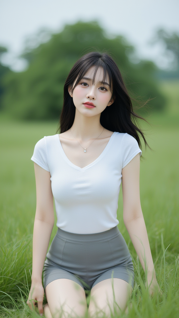 草地上的女孩