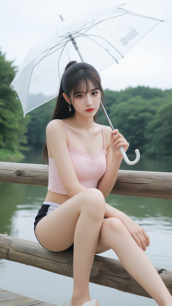 大伞的女孩