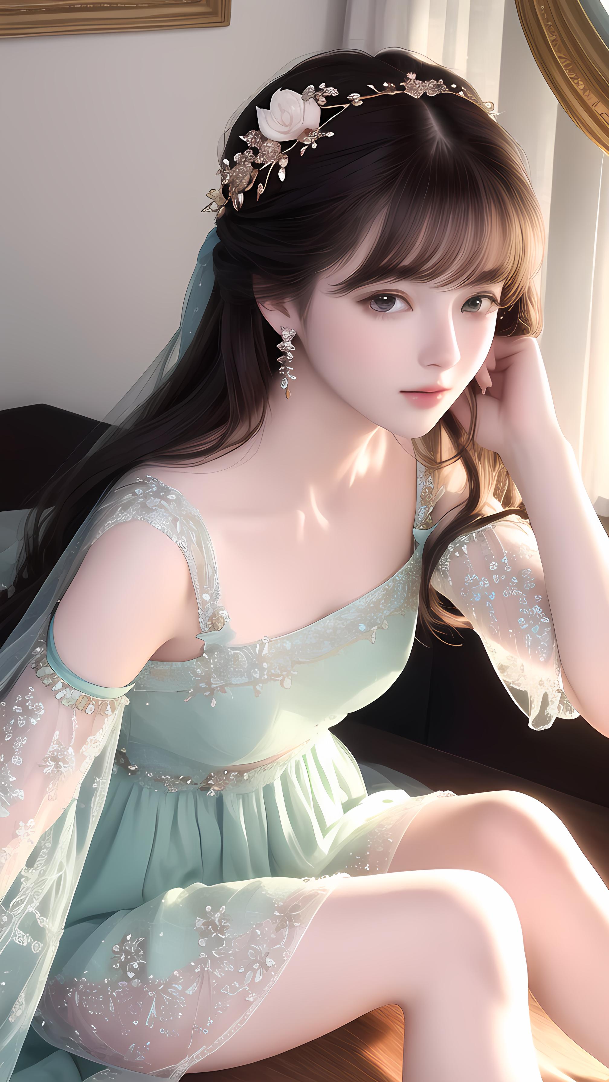 床边美少女