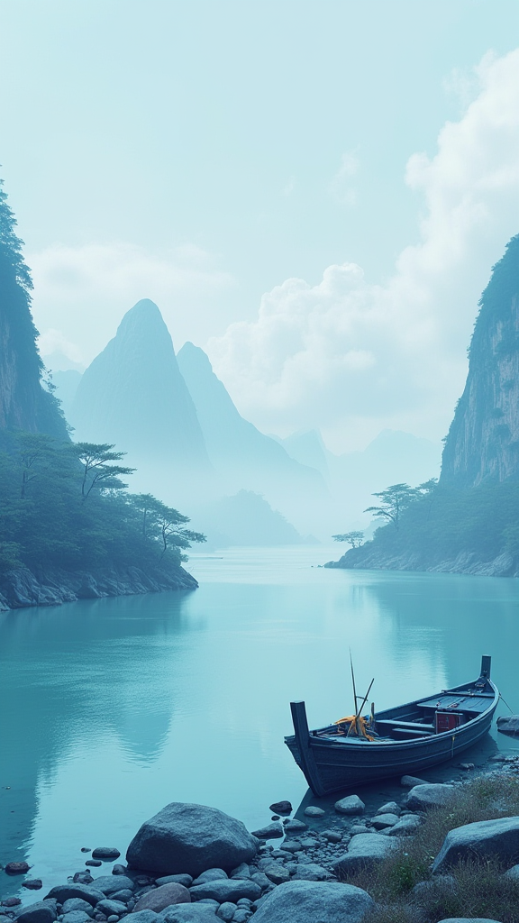 烟波浩渺湖面