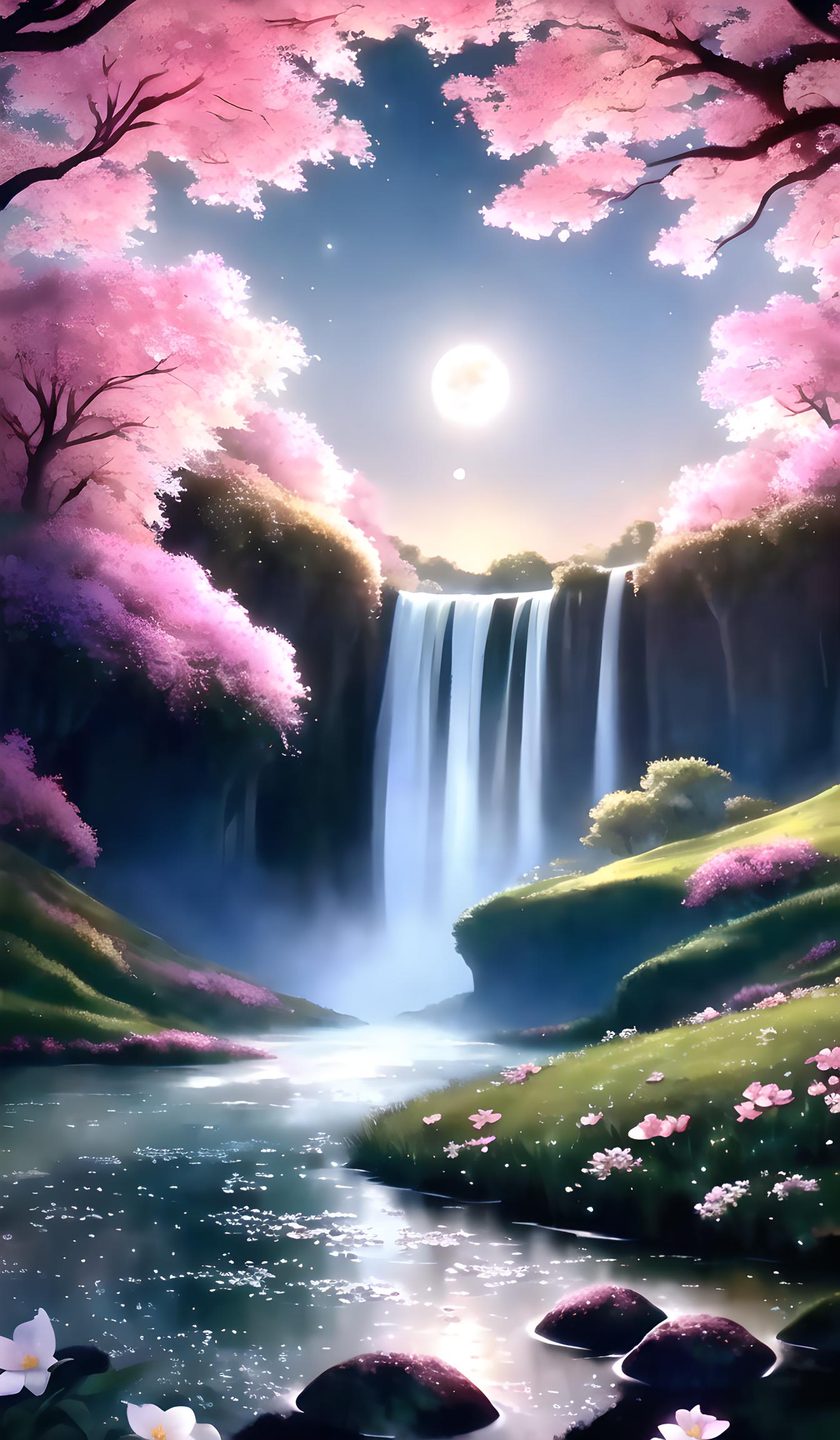 瀑布夜景