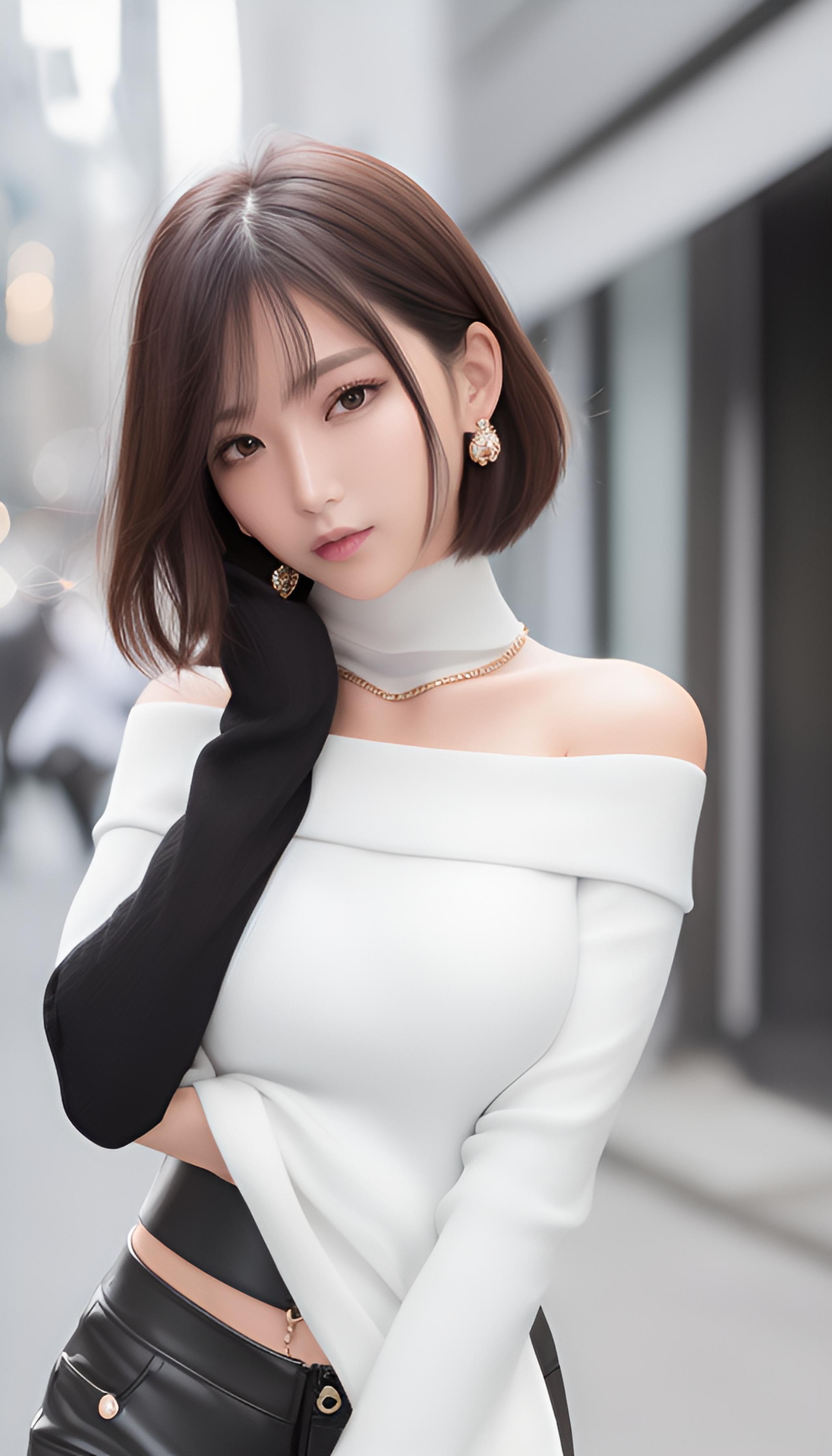 短发美女