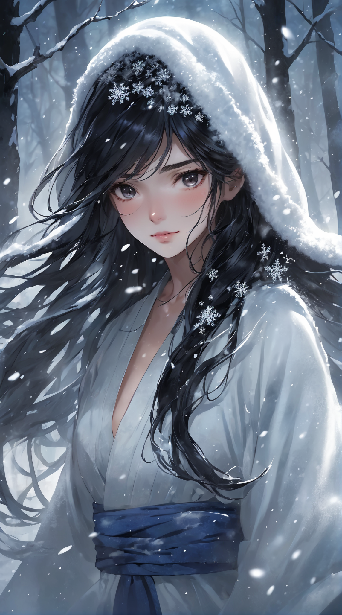 寒雪中的少女