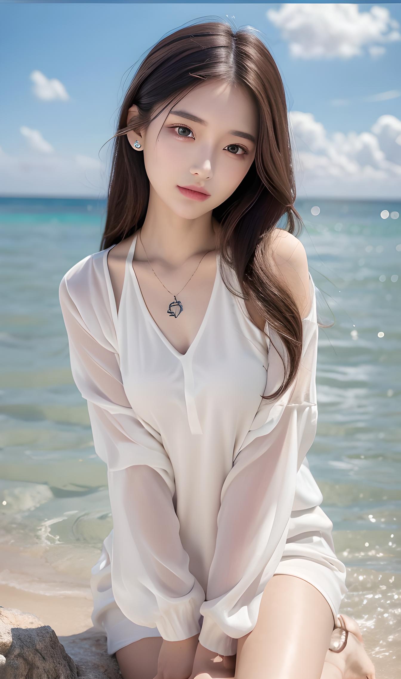 海滩，美女