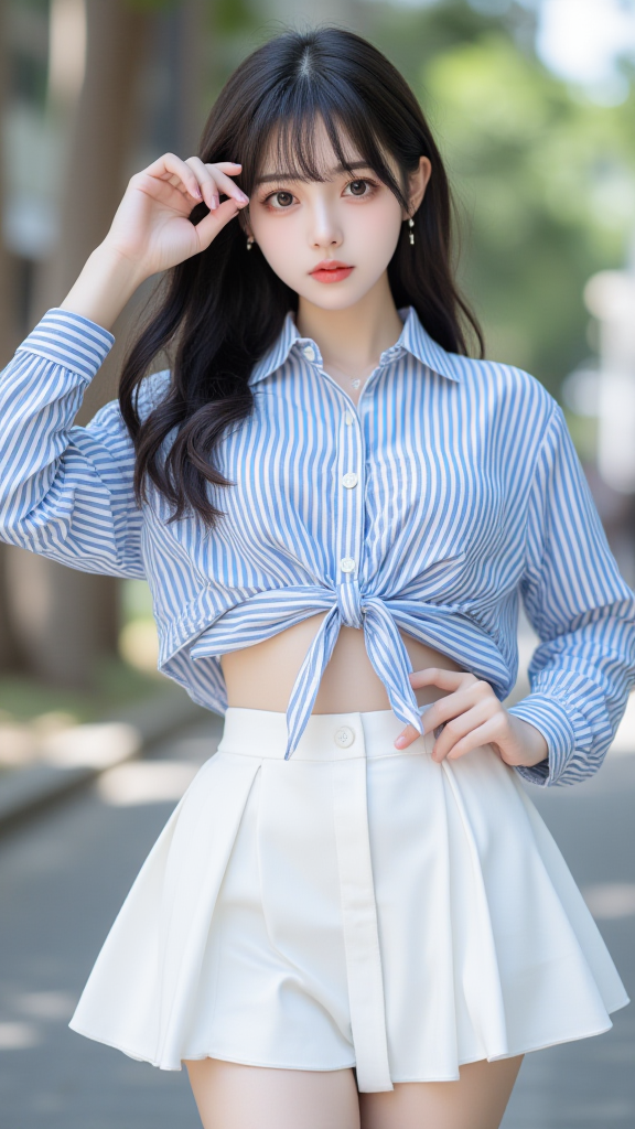 条纹衬衫女孩