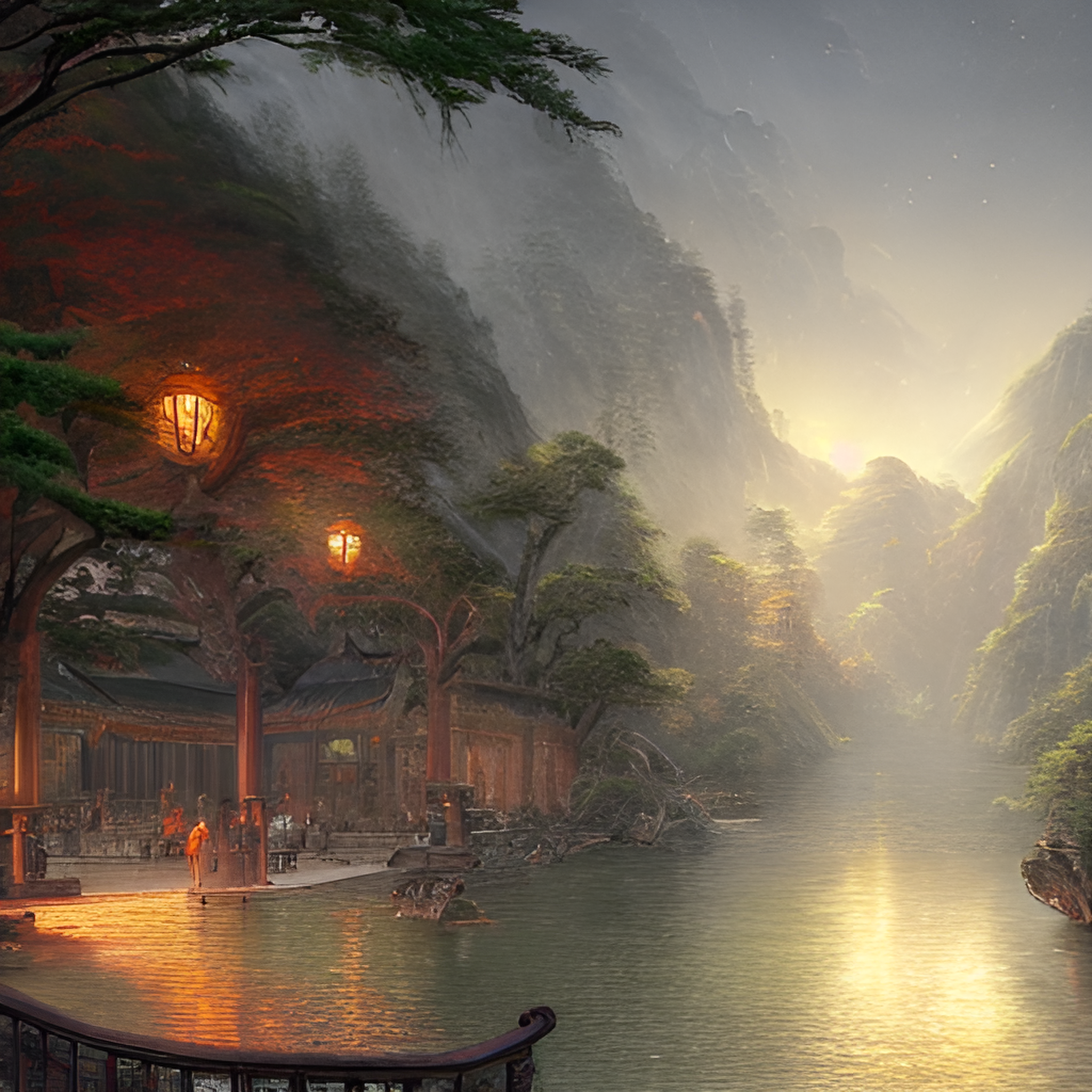 山涧夜游