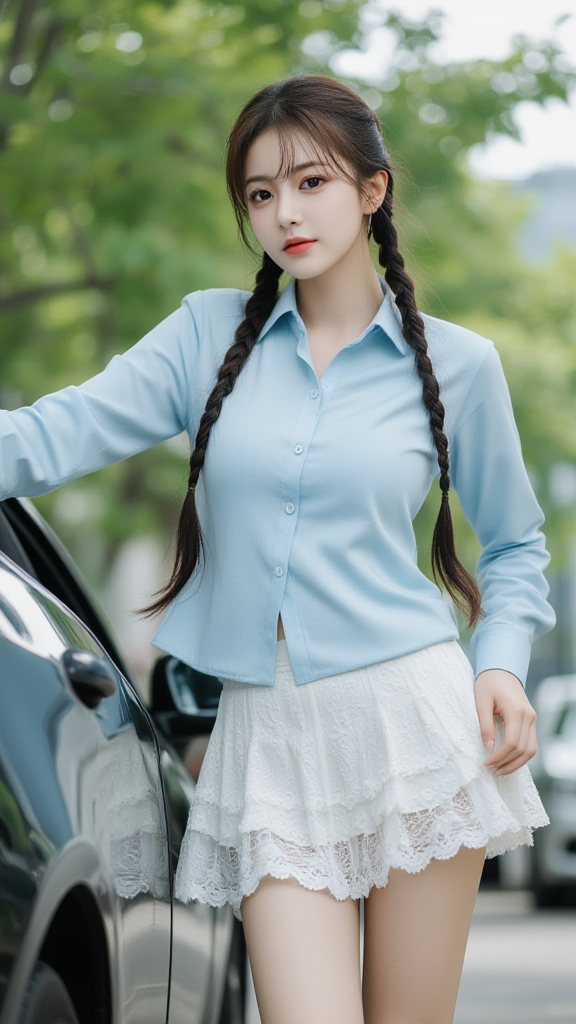 蓝色衬衫女孩