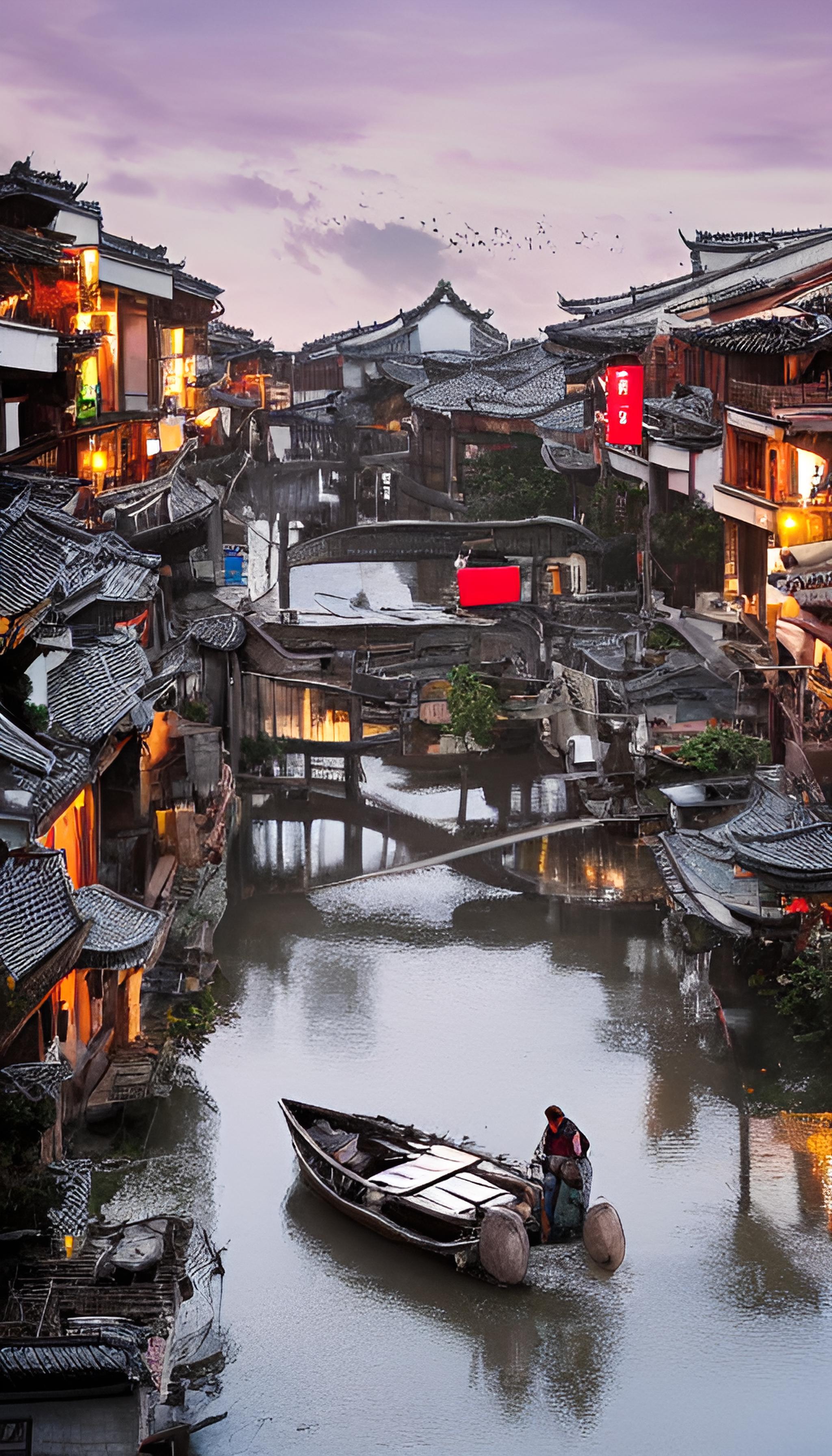 江南烟雨行舟